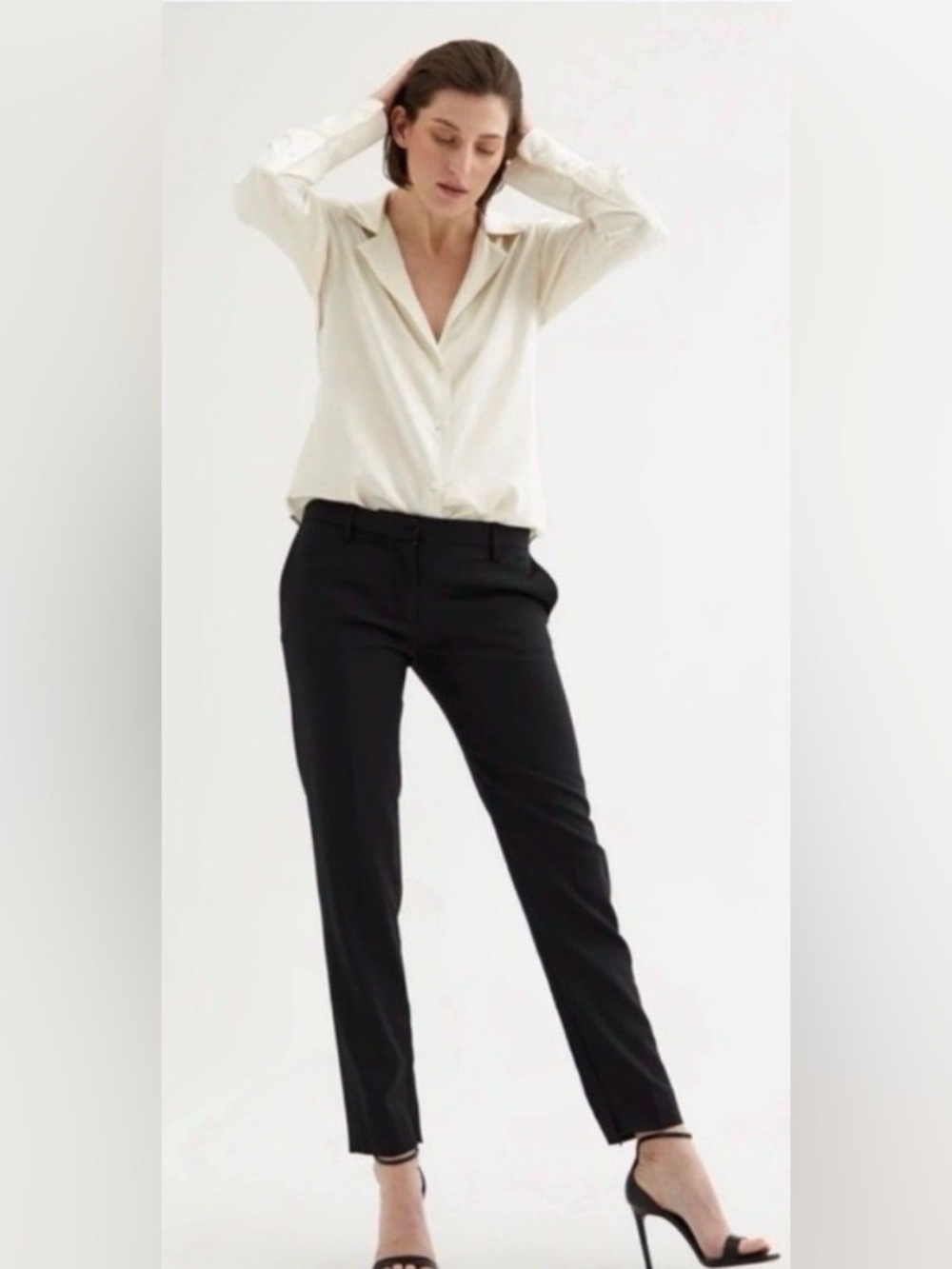 Nili Lotan Wool Ankle Zip Black Trousers, size 2